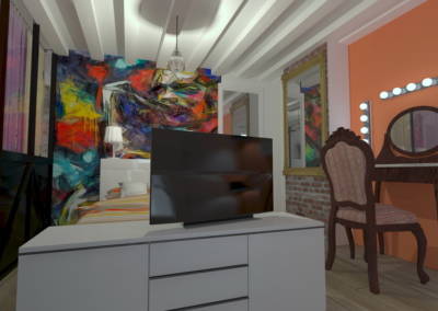 Rénovation deux pièces à Puteaux - Simulation 3D la chambre, par Béatrice Elisabeth, Décoratrice UFDI à Neuilly et Paris
