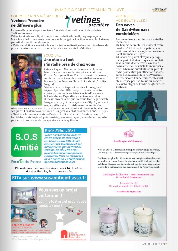 Insertion publicitaire EAD dans Saint Germain Magazine - Octobre 2017