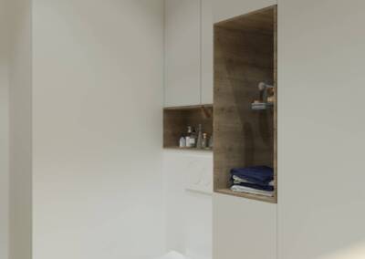 Conception d'une salle de bain en Allemagne - Les toilettes et leurs rangements, par Béatrice Elisabeth, Architecte d'intérieur à Neuilly sur Seine 92