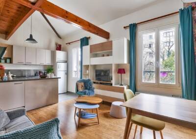 Décoration et réagencement d'un appartement à suresnes - perspective vers la cuisine, par Béatrice Elisabeth, Architecte d'intérieur UFDI à Neuilly et Paris