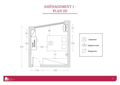 Plan 2D de la chambre, par Béatrice Elisabeth, Architecte d'intérieur UFDI à Neuilly et Paris